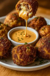 Crispy Reuben Balls with Spicy Thousand Island Dip