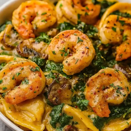 Creamy Spinach Mushroom Shrimp Shells