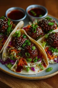 Korean BBQ Meatball Tacos