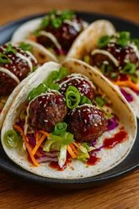 Korean BBQ Meatball Tacos recipe