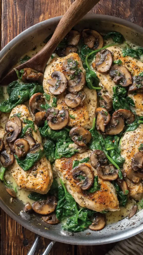 Chicken, Spinach, and Mushroom Skillet (Easy One-Pan Dinner)