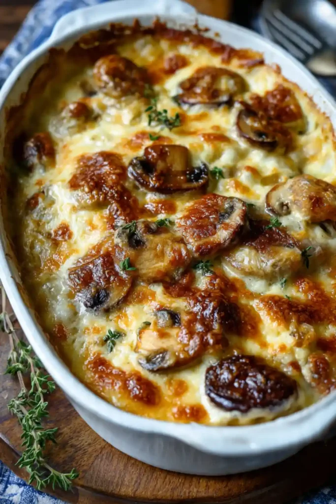 Baked Cheesy Mushrooms Casserole