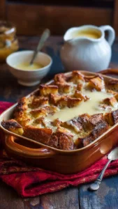 Old-Fashioned Bread Pudding with Vanilla Sauce