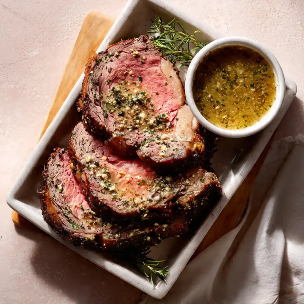 Garlic Herb Prime Rib with Au Jus