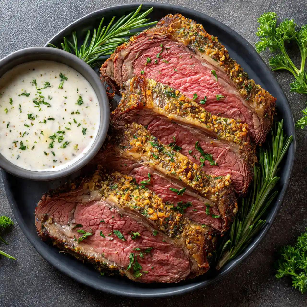 Garlic Herb Prime Rib with Au Jus